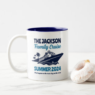 Vintage Family Cruise Vacation Beach Holiday Two-Tone Coffee Mug