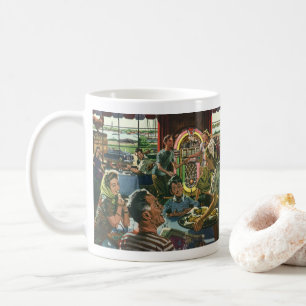 Vintage Family Dinner at a Diner with a Jukebox Coffee Mug