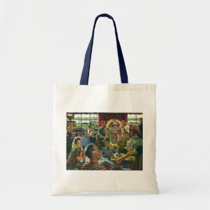 Vintage Family Dinner at a Diner with a Jukebox Tote Bag