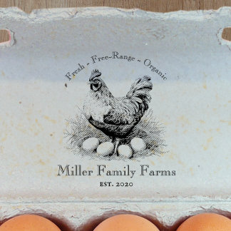 Vintage Family Farm Chicken Egg Carton Rubber Stamp