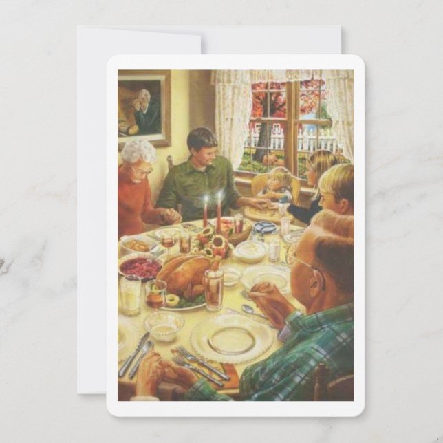 Vintage Family Feast Thanksgiving  Holiday Card (Front)