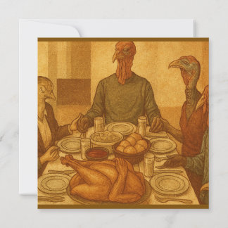 Vintage Family Feast Thanksgiving  Holiday Card