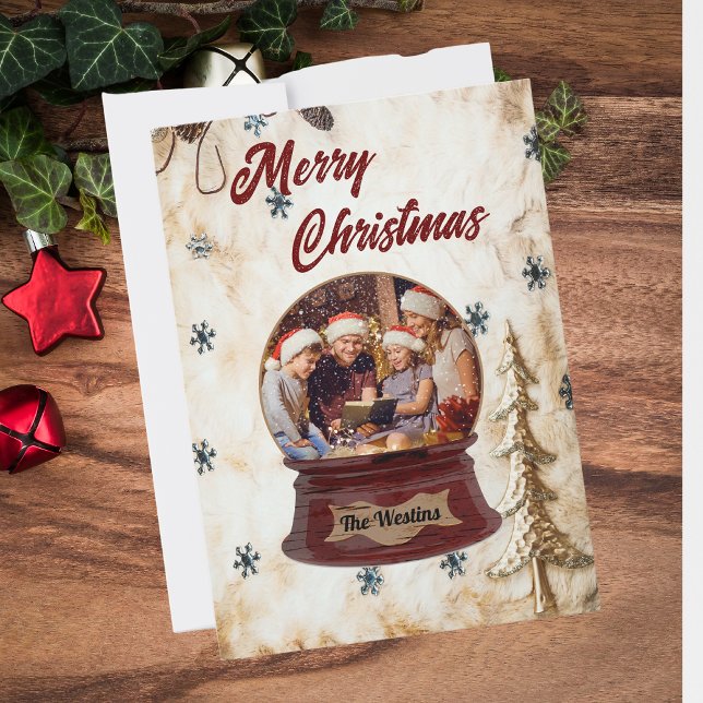 Vintage Family Holiday Photo in Snow Globe (Creator Uploaded)