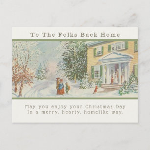 Vintage Family Home Christmas Greetings Postcard