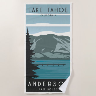 Vintage Family Lake House Lakeside Woods Beach Towel