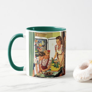 Vintage Family, Mum with Kids, Snacks in Kitchen  Mug
