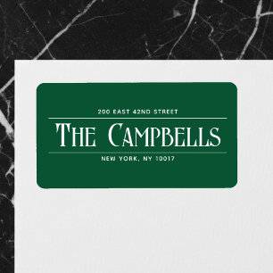 Vintage Family Name Emerald Green Return Address Label