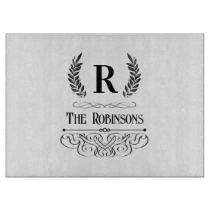 Vintage Family name & Monogrammed simple custom Cutting Board