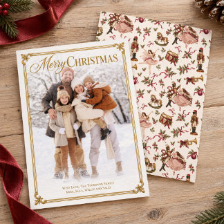 Vintage Family Photo Christmas Nutcracker Card