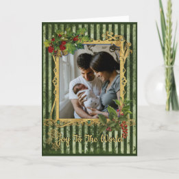Vintage Family Photo Holiday Personalise Greeting Card