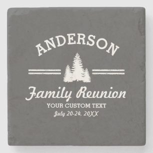 Vintage Family Reunion or Trip   Rustic Pine Trees Stone Coaster