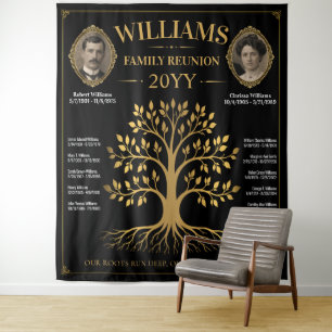 Vintage Family Tree Banner, Custom Family Reunion Tapestry