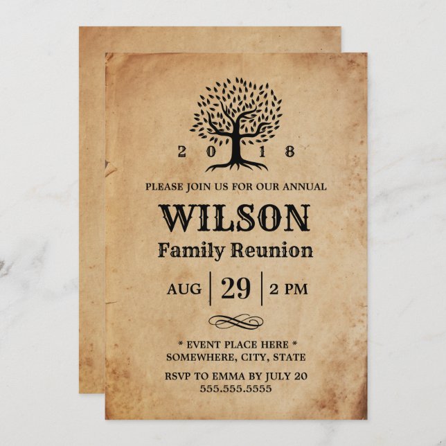 Vintage Family Tree Family Reunion Invitation (Front/Back)