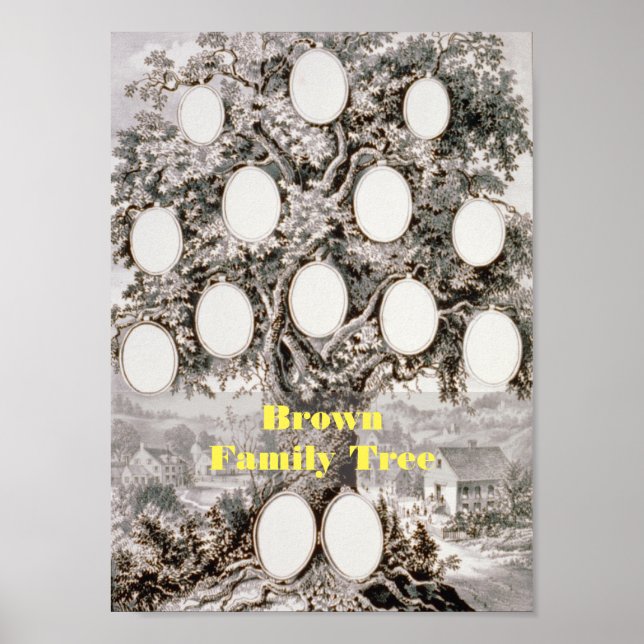 Vintage Family Tree Photo Poster (11" x 8") (Front)