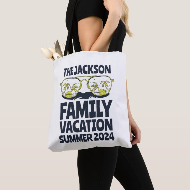 Vintage Family Vacation Beach Holiday Personalised Tote Bag (Close Up)