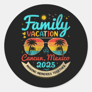 Vintage Family Vacation Cancun Classic Round Sticker