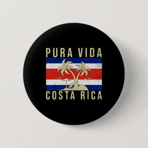 Vintage Family Vacation Costa Rica Flag Pura Vida 6 Cm Round Badge