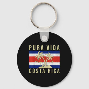 Vintage Family Vacation Costa Rica Flag Pura Vida Key Ring