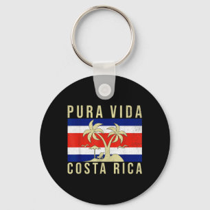 Vintage Family Vacation Costa Rica Flag Pura Vida Key Ring
