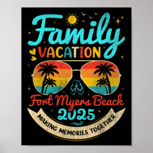 Vintage Family Vacation Fort Myers Beach 2025 Flor Poster