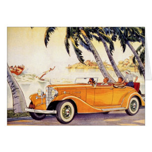 Vintage Family Vacation in a Convertible Car