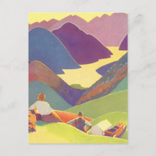 Vintage Family Vacation, Picnic in the Mountains Postcard