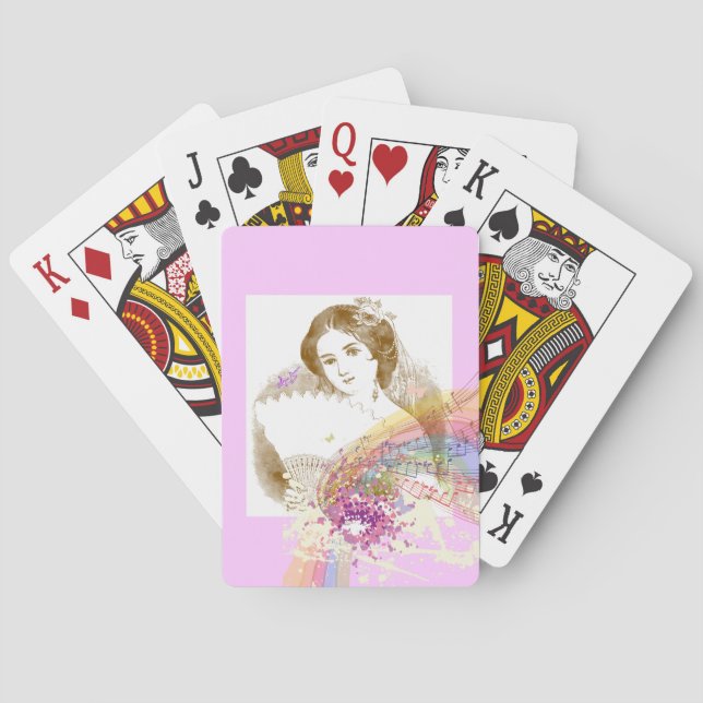 Vintage Fan Lady Deck of Cards (Back)