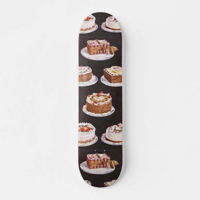 Vintage Fancy Cakes Baker Sweets Cooking Birthday Skateboard (Front)