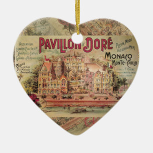 Vintage Fancy Monaco collage Monte Carlo Travel Ceramic Tree Decoration