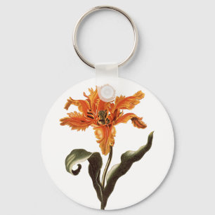 Vintage Fancy Orange Lily in Bloom, Garden Flowers Key Ring