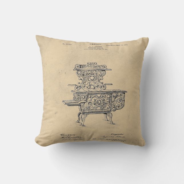 Vintage Fancy Stove Patent Cushion (Front)