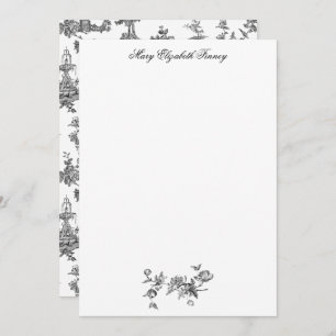 Vintage Fantastic Fountains and Trees Toile-B & W Card