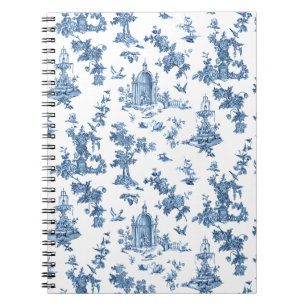 Vintage Fantastic Fountains and Trees Toile-Blue Notebook