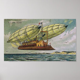 Vintage - Fantastical Flying Machine from France, Poster