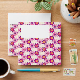 Vintage Fantasy Bright Pink Yellow Purple Floral. Envelope