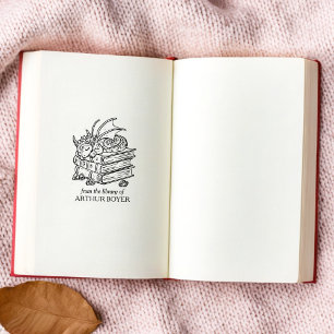 Vintage Fantasy Dragon Bookplate Rubber Stamp