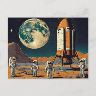 Vintage Fantasy Mars Landing Holiday Postcard
