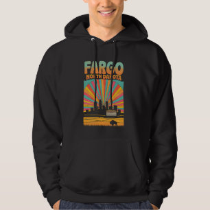 Vintage Fargo North Dakota Skyline Cityscape Retro Hoodie