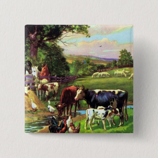 Vintage Farm 15 Cm Square Badge (Front)