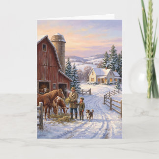 Vintage Farm Christmas: Father & Son Holiday Card