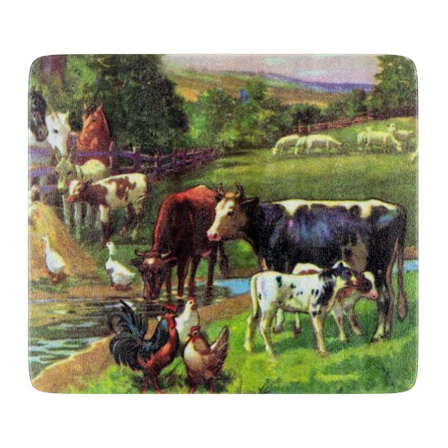 Vintage Farm Cutting Board (Front)