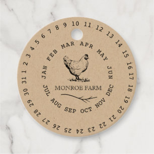vintage farm encircled date egg carton favour tags