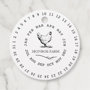 vintage farm encircled date egg carton favour tags