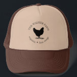 vintage farm fresh eggs trucker hat<br><div class="desc">Upgrade your homestead or family farm with this beautiful vintage egg carton sticker that coffee stain circle with chicken illustration. Customise with your own family name and be sure to check out our store for more items from this collection and choose between different colours that suit your needs.</div>