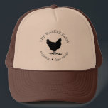 vintage farm fresh eggs trucker hat<br><div class="desc">Upgrade your homestead or family farm with this beautiful vintage egg carton sticker that coffee stain circle with chicken illustration. Customise with your own family name and be sure to check out our store for more items from this collection and choose between different colours that suit your needs.</div>