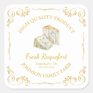 Vintage Farm Fresh Raquefort Cheese Square Label