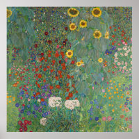Vintage Farm Garden With Sunflowers, Gustav Klimt