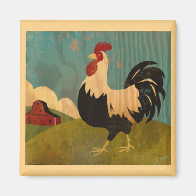 Vintage farm rooster Magnet (Front)
