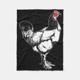 Vintage Farm Rooster Minimalist Chicken Design _4 Fleece Blanket