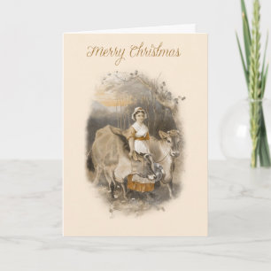 Vintage farm scene Christmas card